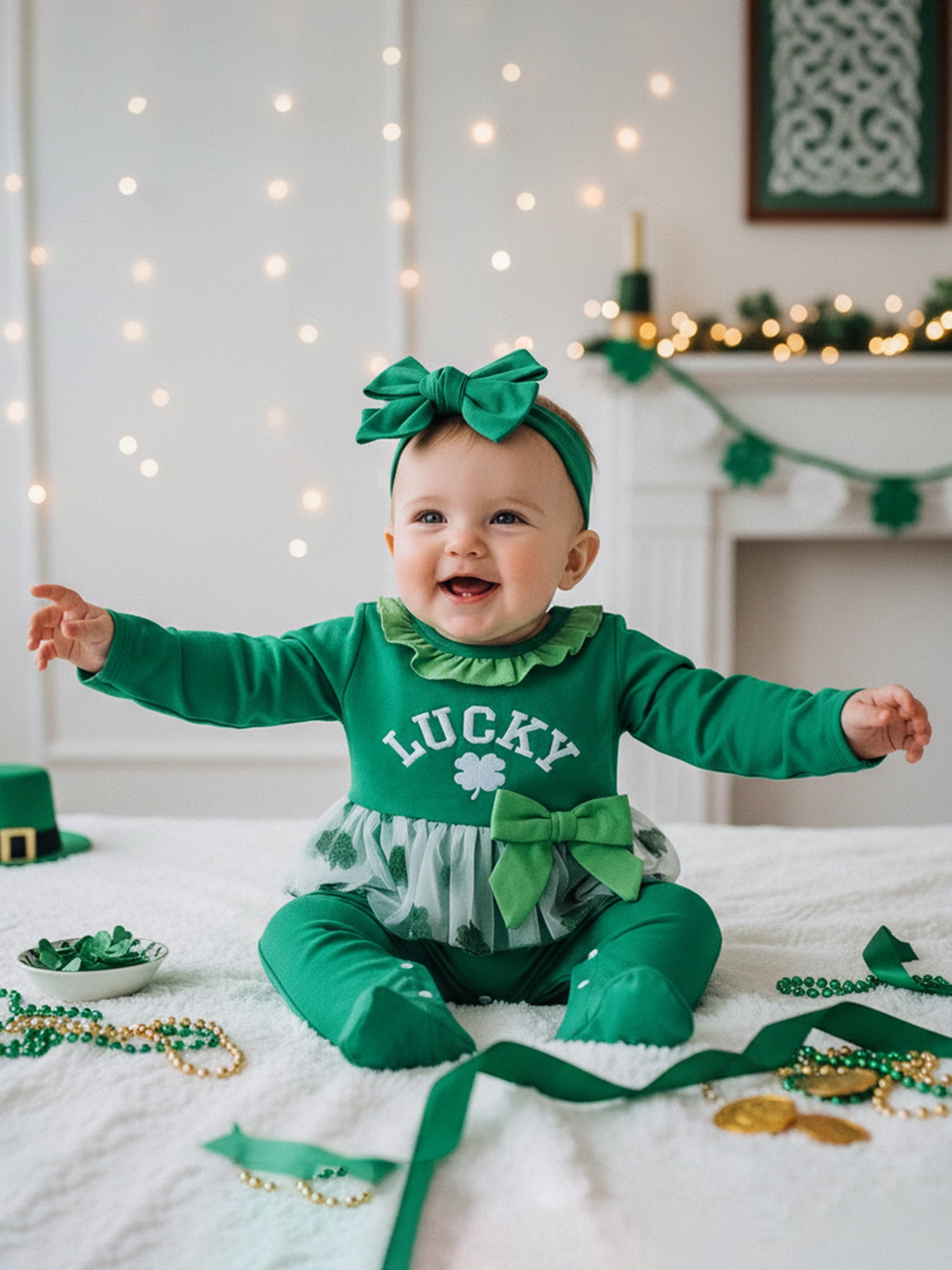 Luck O' The Irish Infant Zipper Romper by TwoCan main image 0