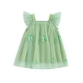 thumbnail image 1 of Caoirhny Baby Girl Tulle Dress Fly Sleeve Square Neck Tutu Dress 3D Flower/Butterfly Party Dress, 1 of 9