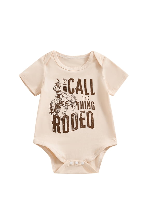 Baby Girls Boys Western Romper Casual Letter Print Round Neck Short Sleeve Jumpsuit Newborn Toddler Summer Clothes