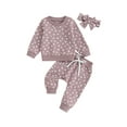 thumbnail image 1 of Caoirhny Baby Girls Outfit, Flower Print Long Sleeve Crew Neck Sweatshirt Sweatpants Headband Fall Outfit, 1 of 9