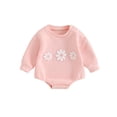 thumbnail image 1 of Caoirhny Baby Girls Romper, Long Sleeve Crew Neck Embroidery Flower Bodysuit Clothes for Casual Daily, 1 of 9