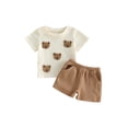 thumbnail image 1 of Caoirhny Boys Summer Shorts Sets Short Sleeve O Neck Bear Embroidery Tops and Solid Color Shorts, 1 of 9