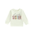 Caoirhny Girl Letter Print Sweatshirts Big Sister Little Sister Casual Crew Neck Long Sleeve