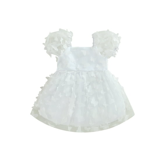 Caoirhny Kids Girl’s Princess Dress, Puff Sleeve Tulle Dress Flower/Butterfly A-line Dress for Party Stage Show