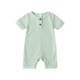 thumbnail image 1 of Caoirhny Lovely Baby Romper, Short Sleeve Round Neck Solid Color Ribbed Buttoned Short Pants for Summer Spring, Kids Clothing, 1 of 7