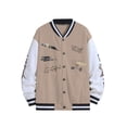 thumbnail image 1 of Caoirhny Men Baseball Jacket, Long Sleeve Button Closure Letters Bear Print Contrast Color Varsity Jacket Fall Casual Jacket, 1 of 4