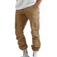 thumbnail image 1 of Caoirhny Men Cargo Pants with Pockets Solid Color Loose Elastic Jogger Sweatpants Casual Trousers Streetwear, 1 of 6