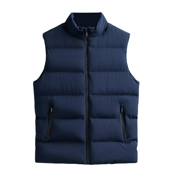 Caoirhny Menacute;s Puffer Vest Solid Color Stand Collar Quilted Waistcoat Fall Winter Casual Outdoor Sleeveless Padded Jacket Coat