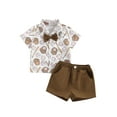 thumbnail image 1 of Caoirhny Todder Little Boy Summer Outfit, Baseball Print Lapel Neck Short Sleeve Tops with Bowtie Elastic Waist Shorts Toddler Set 6M-4T, 1 of 9