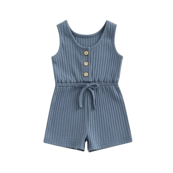 Caoirhny Toddler Baby Girls Boys Playsuit Solid Color Crew Neck Sleeveless Jumpsuits Summer Casual Clothes Bodysuits Romper