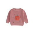 thumbnail image 1 of Caoirhny Toddler Boy Girl Halloween Sweater Pumpkin Pattern Long Sleeve Round Neck Chunky Knitwear Pullover, 1 of 9