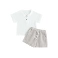 thumbnail image 1 of Caoirhny Toddler Boys 2PCS Shorts Sets Solid Color Short Sleeve Button Tops and Drawstring Shorts Sets, 1 of 9