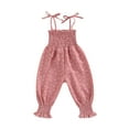 thumbnail image 1 of Caoirhny Toddler Girl Sling Jumpsuit, Heart/Leopard Printed Pleated Tie-Up Simple Style Overalls, Casual Sweet Romper, 1 of 8