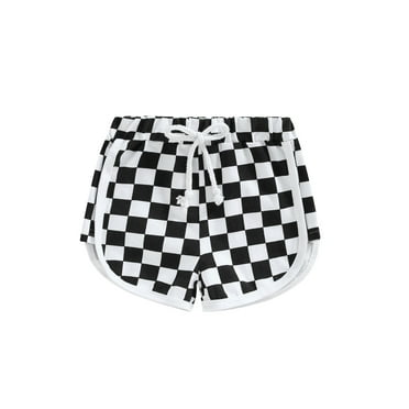 Caoirhny Toddler’s Summer Casual Shorts Fashion Checkerboard Print Tie-up Elastic Waist Short Pants