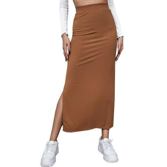 Caoirhny Women Half Dress, Solid Color Spring Fall Summer Street Casual Party Split Hem High Waist Skirt