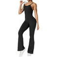 thumbnail image 1 of Caoirhny Women Solid Color Jumpsuits Spaghetti Strap Sleeveless Bodycon Rompers Flare Pants Cross Backless Unitard Playsuits, 1 of 7