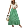 thumbnail image 1 of Caoirhny Women Summer Bohemian Skirt Ruffled Hem Geometric Print Elastic High Waist A-Line Skirt for Beaches Club Streetwear, 1 of 9