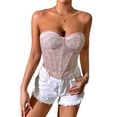 thumbnail image 1 of Caoirhny Women Tube Top, Strapless Backless Tie-up Flower Print Vest Summer Corset Waist Shaper, 1 of 7