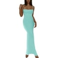 thumbnail image 1 of Caoirhny Women's Bodycon Long Dress Spaghetti Strap Square Neck Midi Dress Backless Party Dress, 1 of 9