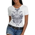 thumbnail image 1 of Caoirhny Women's Slim Gothic Tops Retro Graphic Print Short Sleeve Round-Neck Grunge T-Shirts Streetwear, 1 of 9