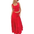 thumbnail image 1 of Caoirhny Women's Summer Outfits Solid Color Scoop Neck Tank Tops with Tiered A-line Skirt Set Party Clothes, 1 of 9