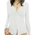 thumbnail image 1 of Caoirhny Womenacute;s Spring Autumn Slim Knitwear Black Long Sleeve V Neck Lace Decor Button Tops, 1 of 9