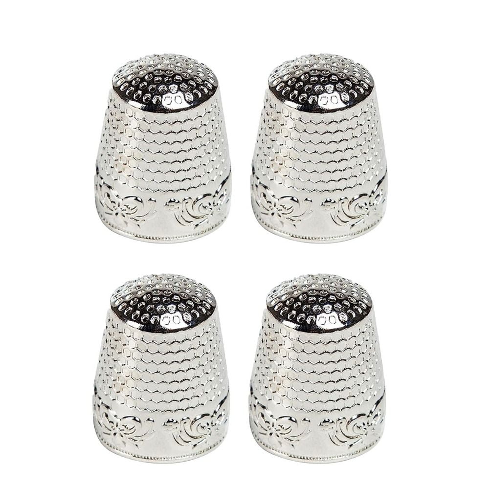 Cap 6Pcs Silver Metal Finger Thimble Ring Thimbles for Hand Sewing