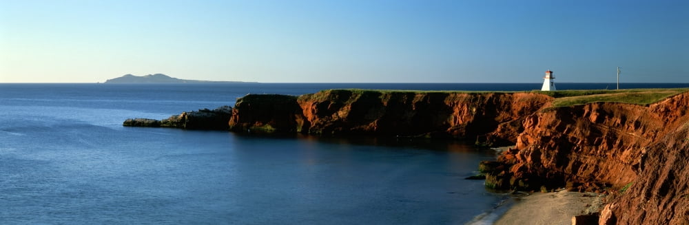 Cap Alright Lighthouse Iles De La Madeleine Quebec Canvas Art - Ron Watts Design Pics (36 x 12)