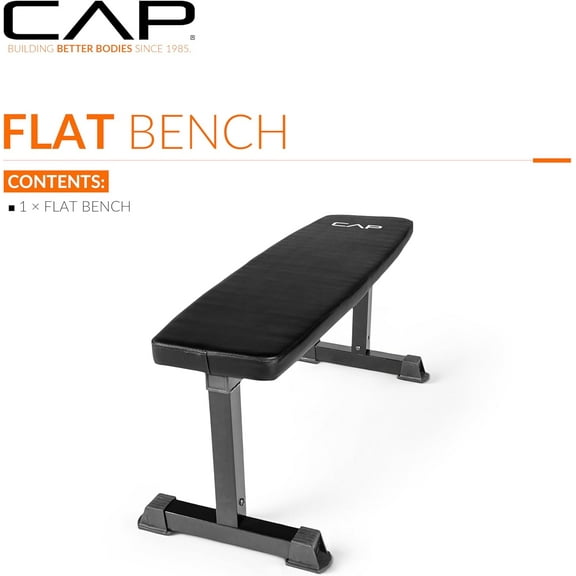 Cap Barbell Flat Weight Bench Color Series - Sturdy Home Gym Workout Bench for Strength Training