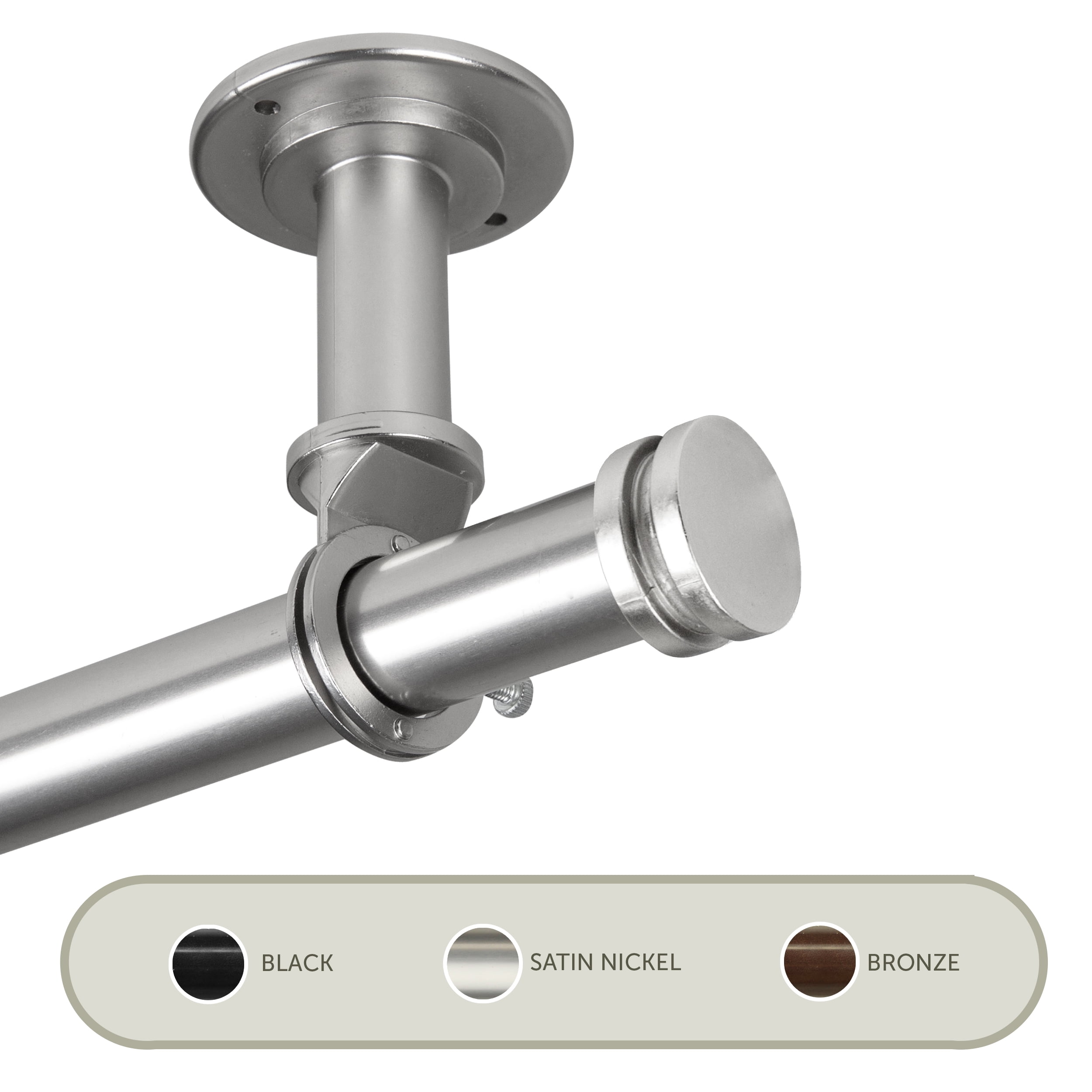 Cap Ceiling 1" Curtain Rod/ Room Divider 160-240 inch - Satin Nickel
