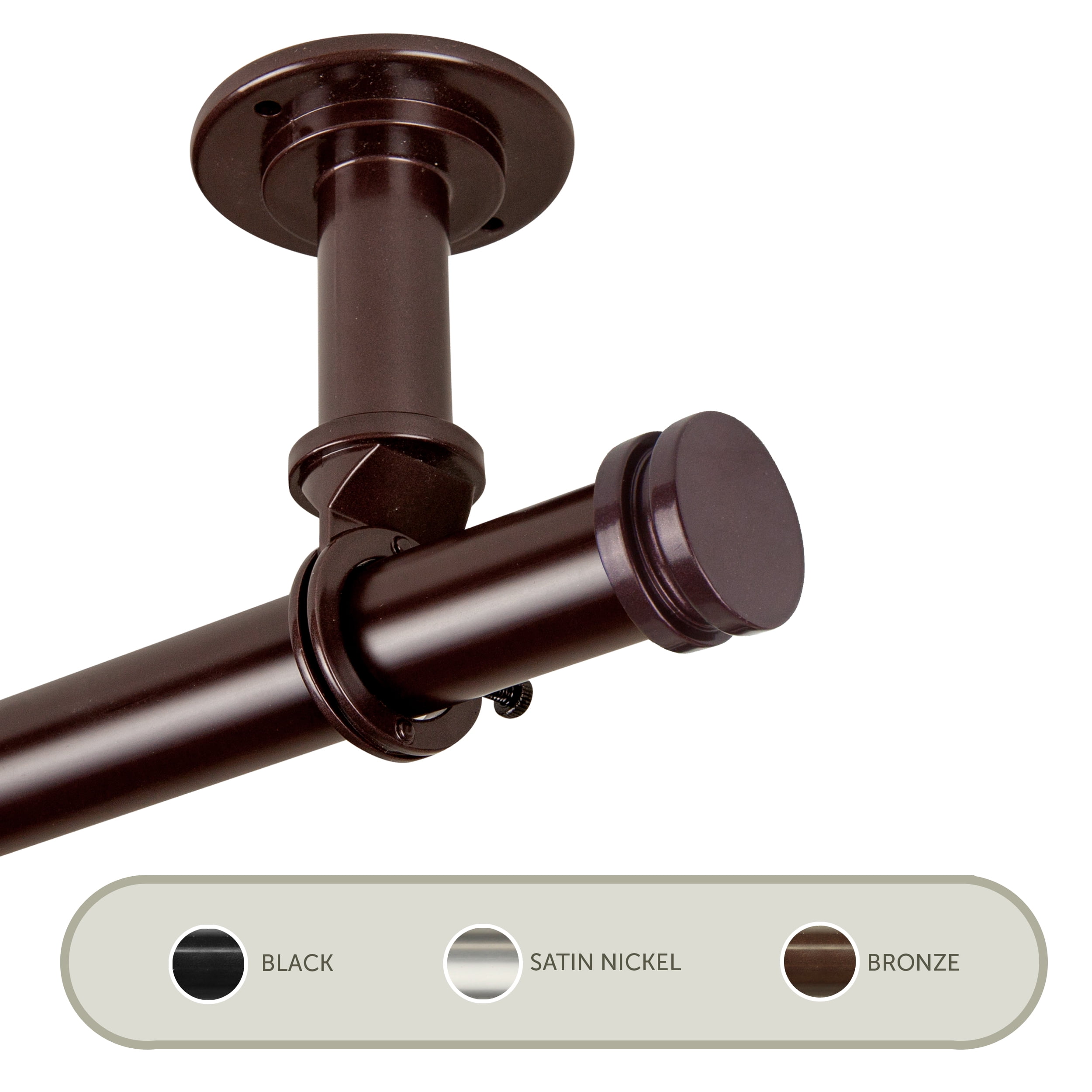 Cap Ceiling 1" Curtain Rod/ Room Divider 28-48 inch - Bronze