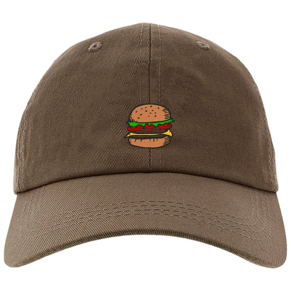 Cap Embroidered Hamburger Cap for Men and Women, Adjustable Baseball Cap-EM-0030-Brown