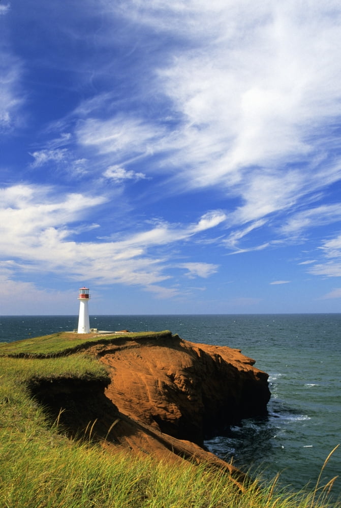 Cap Herrise Lighthouse Magdalen Islands Quebec Canvas Art - John Sylvester Design Pics (22 x 34)