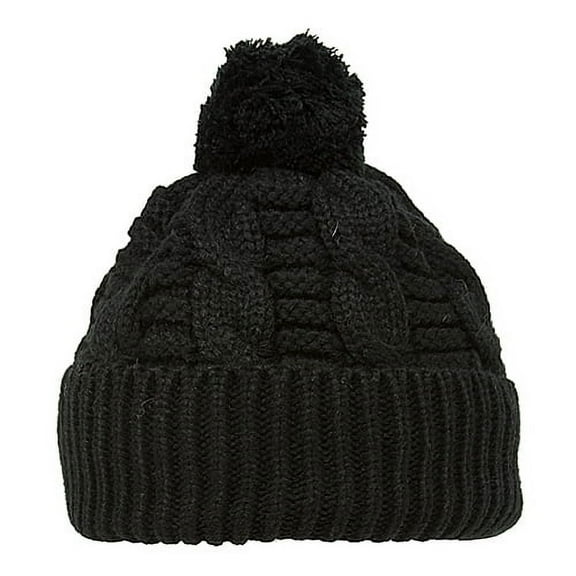 Cap - Knitted Beanie w/ Pom Pom – Black