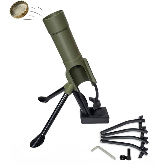 Cap Mortar Bottle Opener - Tactical Beer Cap Launcher with Adjustable Arms for 12oz Bottles - Heavy Duty Military Bar Decor - Fun Gift for Men, Veterans, Dads