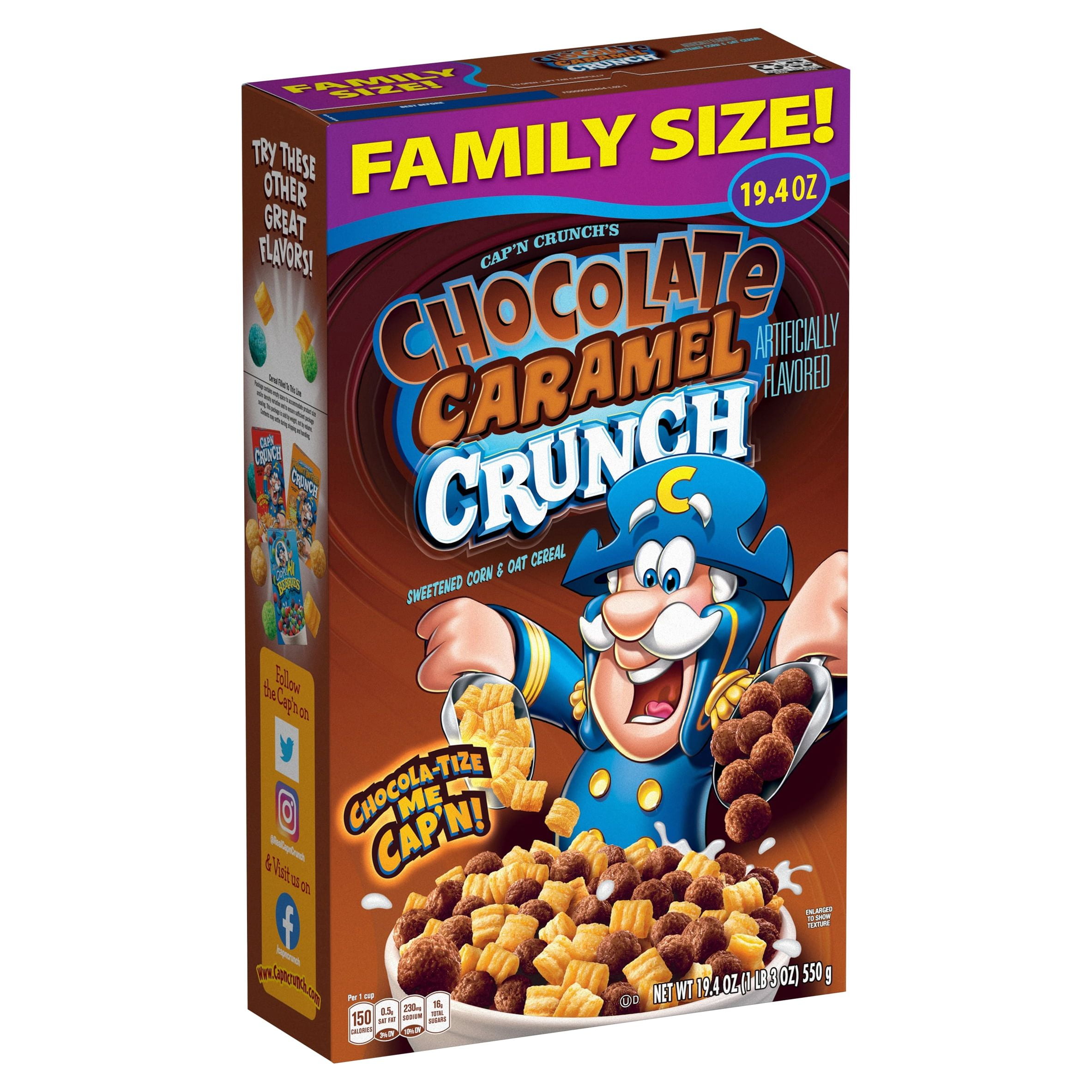Cap'n Crunch Chocolatey Caramel Family Size, 19.4OZ, 8cs - Walmart.com