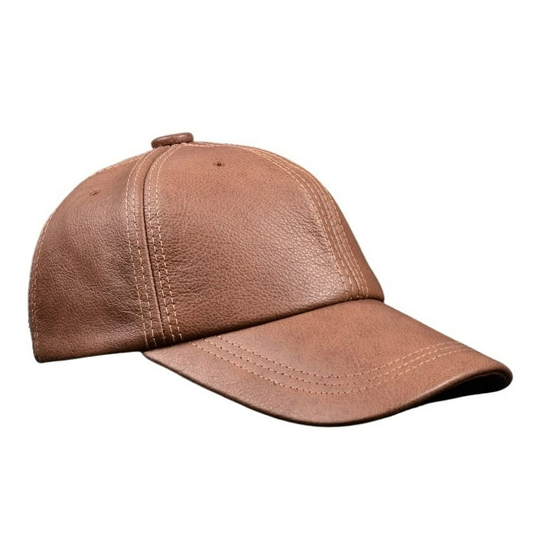 Cap, New Male Casual Genuine Leather Baseball Cap For Men Real