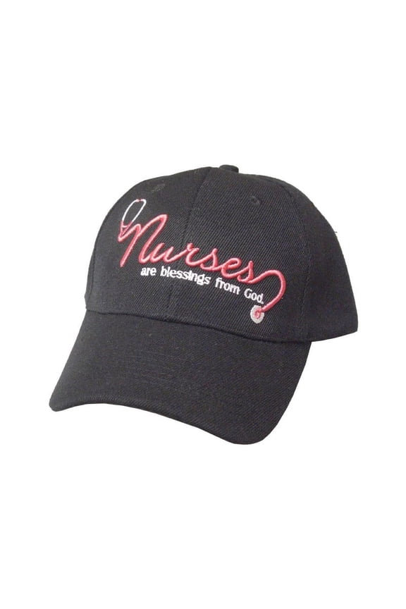 Cap-Nurse Blessings From God-Black/Pink