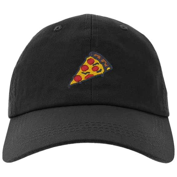 Cap Pizza Slice Pepperoni Embroidery Stitch Baseball Hat-Pizza-EM-0008-Black