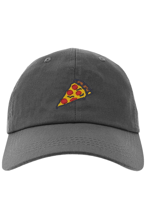 Cap Pizza Slice Pepperoni Embroidery Stitch Baseball Hat-Pizza-EM-0008-Gray