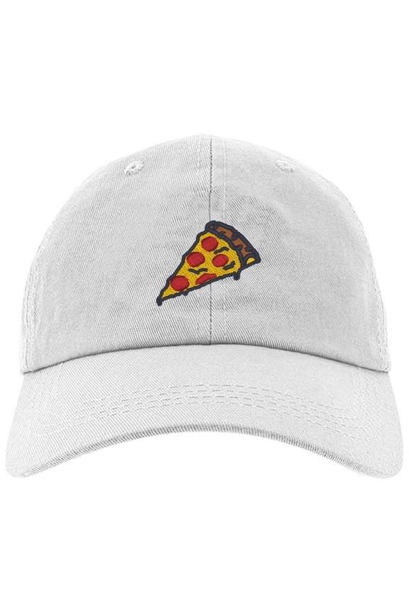 Cap Pizza Slice Pepperoni Embroidery Stitch Baseball Hat-Pizza-EM-0008-White