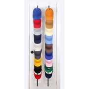 Cap Rack 18 FAVorite | Hat Racks | Hold up to 36 caps | Over Door Organizer | Baseball Hat Organizer | Over Door Hanger | Fitted & Adjustable Caps & Visors | Door Slam Proof | 2 Straps | Black