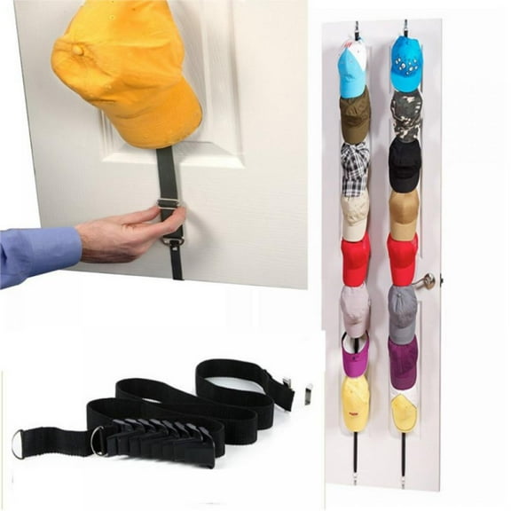 Cap Rack - Holds up to 8 Caps for Baseball Hats, Ball Caps - Best Over Door Closet Organizer for Men, Boy or Women Hat Collections - Display Racks With Clips, Perfect Holder and Storage