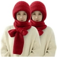 thumbnail image 1 of Cap Scarf 2 in 1 Under $5! Kadlawus 2PC Integrated Ear Protection Windproof Cap Scarf 2 in 1 Winter Warm Knitted Hat Scarf, Fleece Lined Thickening Hat Scarf Set, 1 of 3