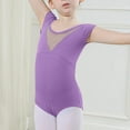 thumbnail image 1 of Cap Sleeve Dance Leotard with Mesh Deep V for Girls, 1 of 6