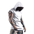 thumbnail image 1 of Cap Sleeve Hoodies for Men with Front Pocket Pullover Slim T-Shirts Mens Casual Solid Color Comfort Going-Out Streetwear Tees Tops, 1 of 5