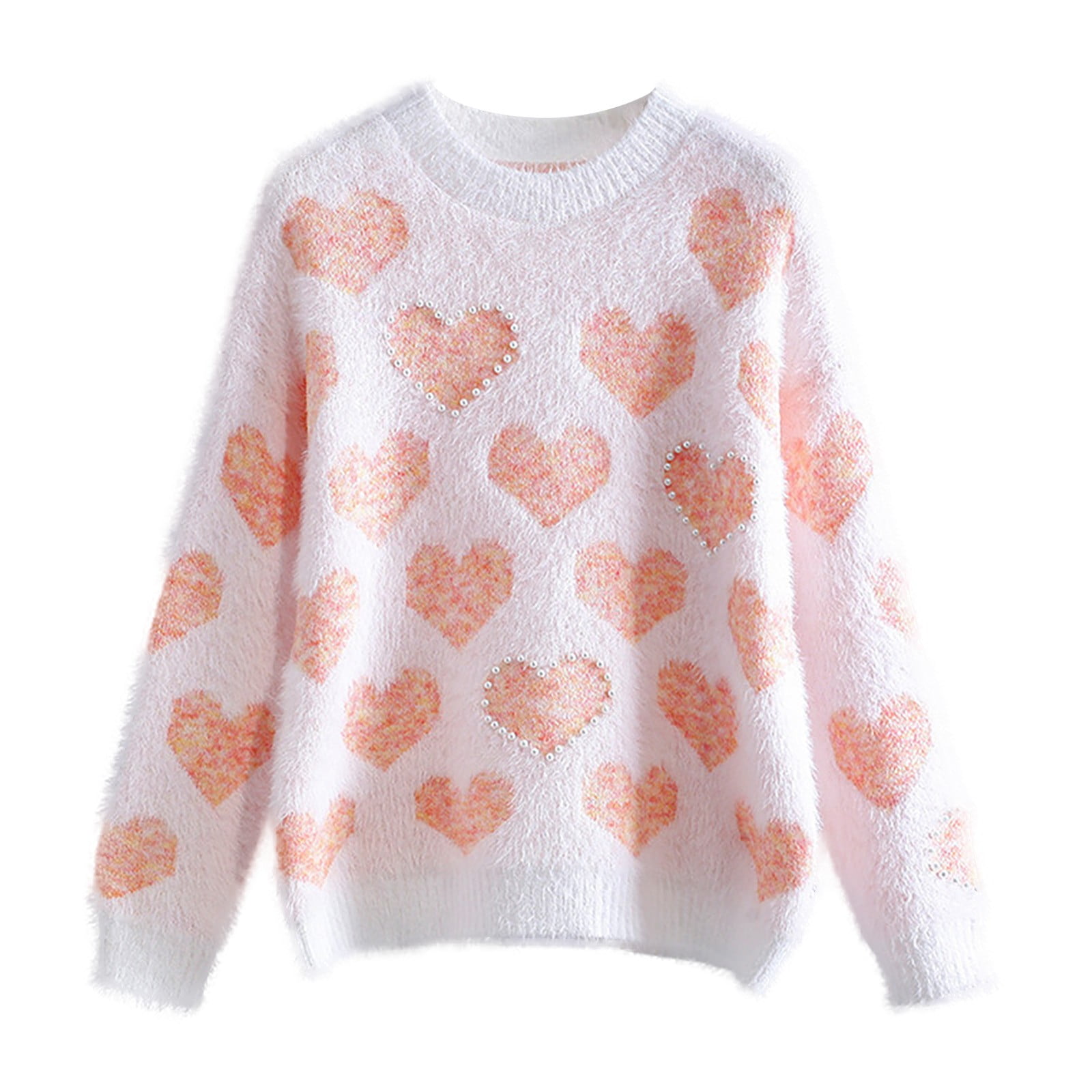 Cap Sleeve Knit Sweater Top Women's Autumn Spring Vintages Day Love Pattern Knit Sweater Soft