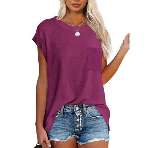 Cap Sleeve Oversized T Shirts Loose Fit Blouses Women's Summer Casual Tops