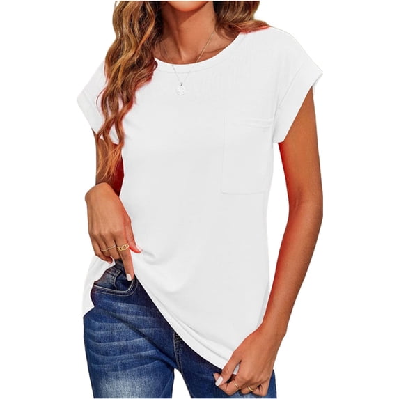 Cap Sleeve Oversized T Shirts Loose Fit Blouses Women's Summer Casual Tops
