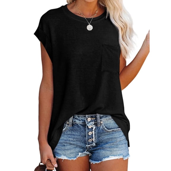 Cap Sleeve Oversized T Shirts Loose Fit Blouses Women's Summer Casual Tops
